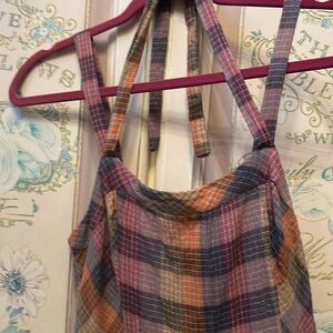 Multi color onesie wide leg pleated front crop length back buttons so cute